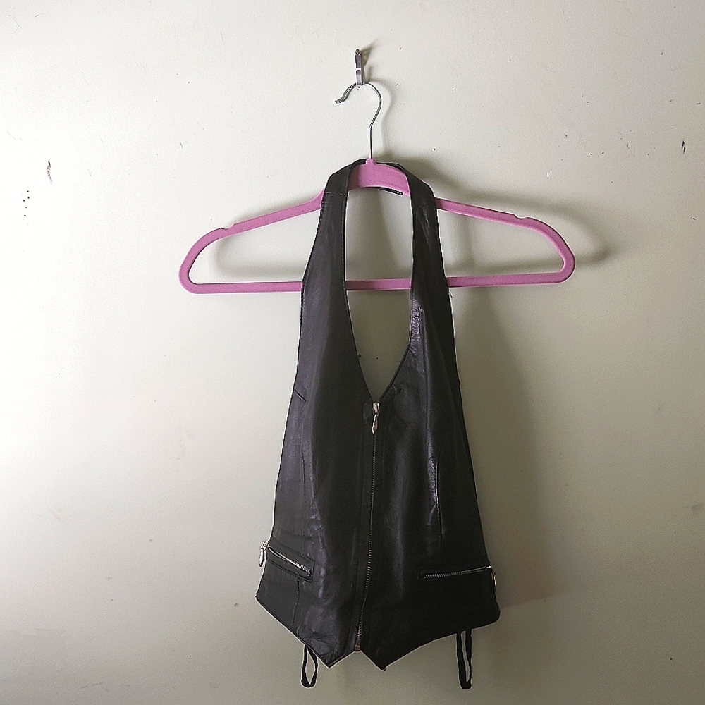 Wilson zip leather vest